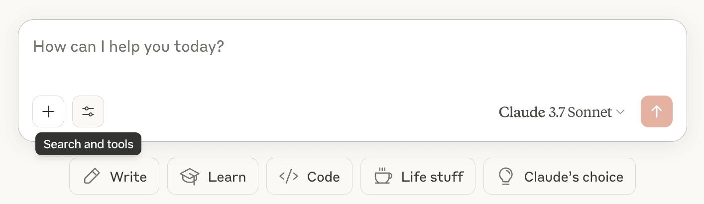 Search and Tools Menu
